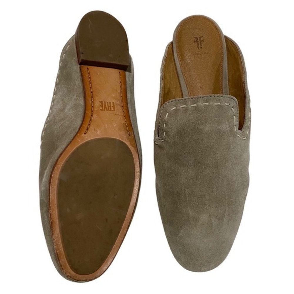 Frye Gwen Pickstitch Leather Slide Mule Ash Beige 8.5 Boho Western Casual Spring - Picture 4 of 8